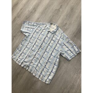 Tommy Bahama Men's Relax Shirt 2XL Plaid Button-Up Short Sleeve Linen Silk Blend